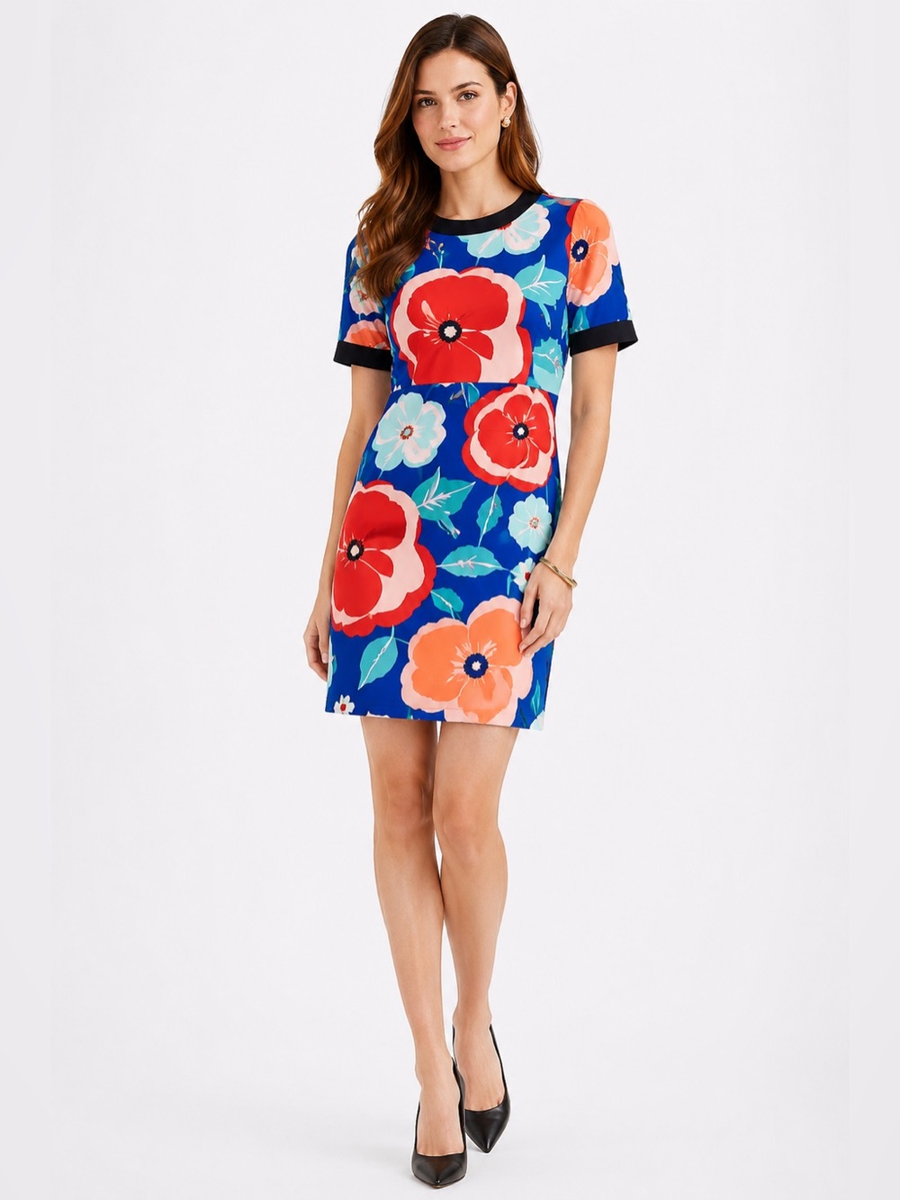 Kate Spade New York Floral Sheath Dress Size 2 Blue Red Poppy Print Lined